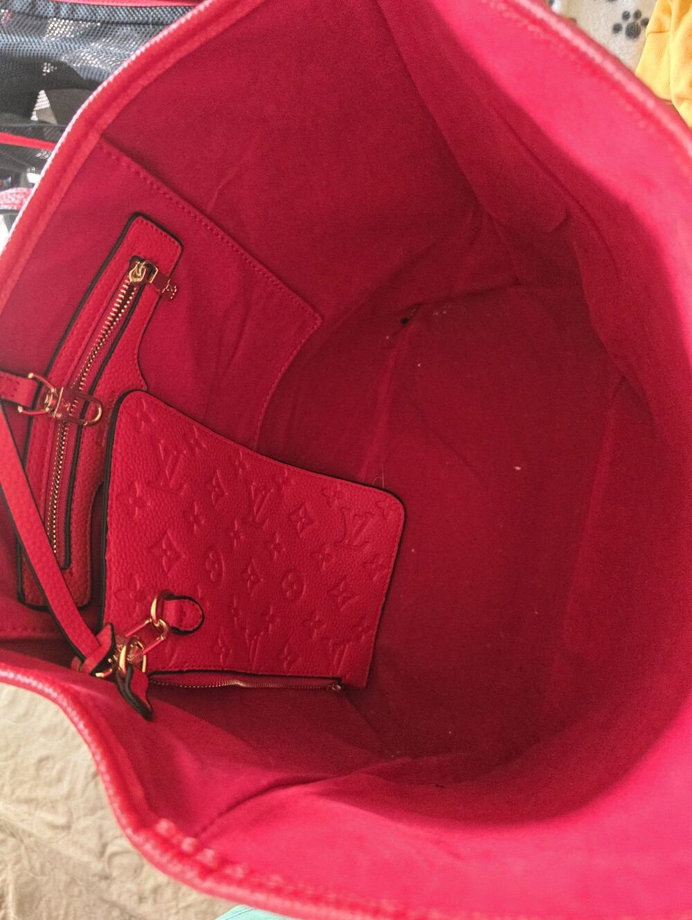 Red Faux Leather Tote Bag No Brand - Picture 6 of 8
